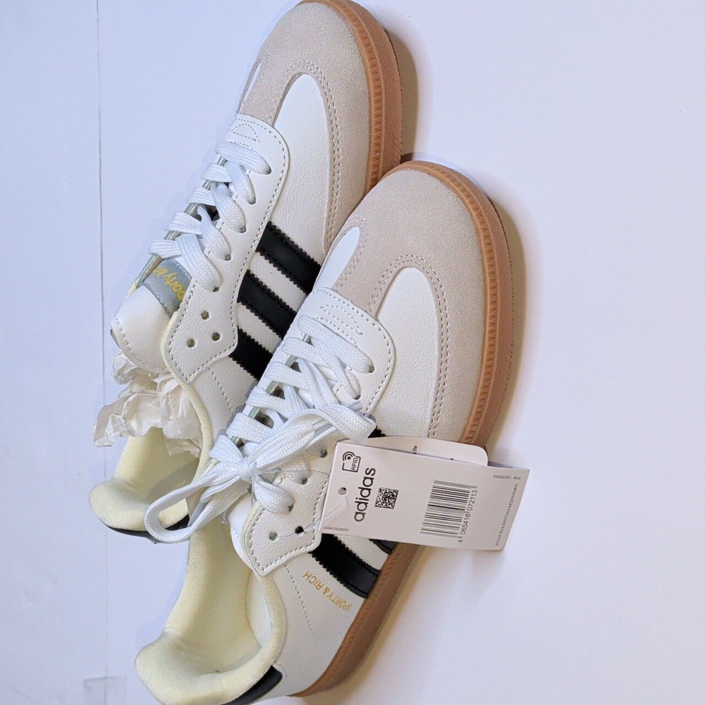 Adidas Men's White and Black Samba Sneakers